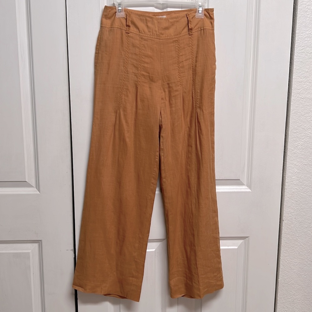 British India Carmel Mid Rise Ramie Lined Wide Leg Pants Jr Size 3